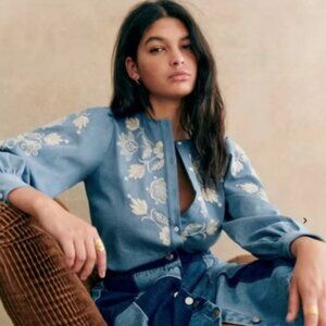 NEW SEZANE blouse felicianne chambray ecru 44